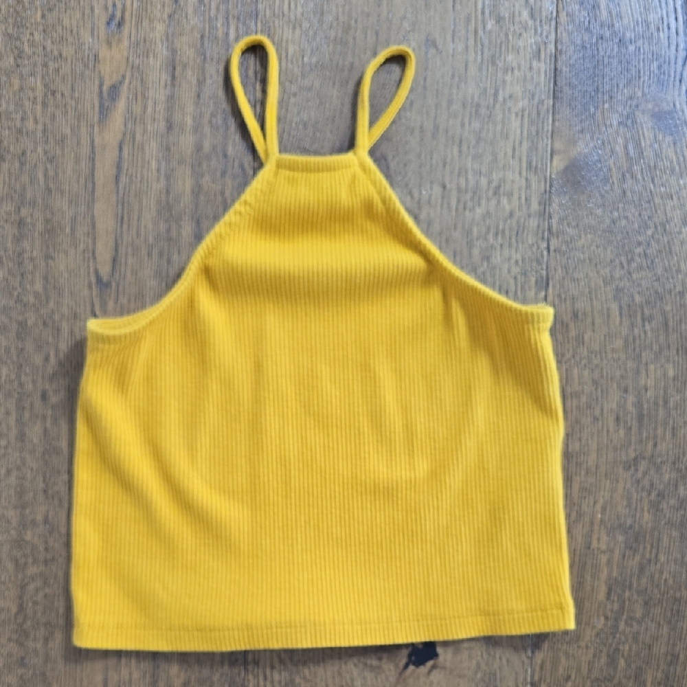 J. Crew Yellow Ribbed Halter Tank Top